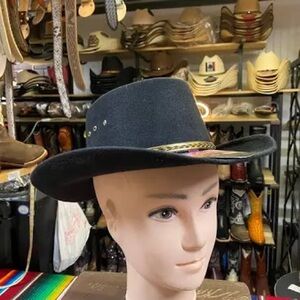 Sleek Black Cowboy Hat with Gold Band